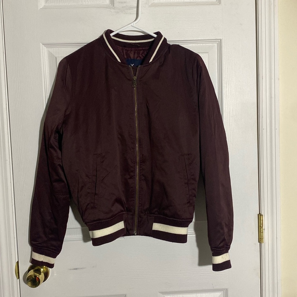 American Eagle Maroon Bomber Jacket small